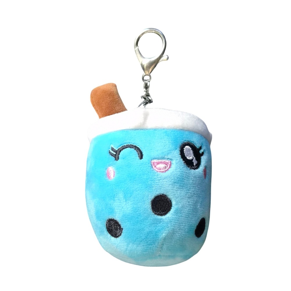 Rakuten Viki Boba Tea Plush Keychain Blue Bubble Tea Soft Toy Bag Charm 4 Inch
